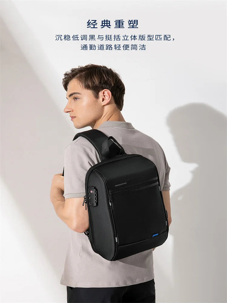 Kingsons Upgraded Waterproof Single Shoulder Laptop Crossbody bag for Men Daily Using for teenagers Laptop Travel Business