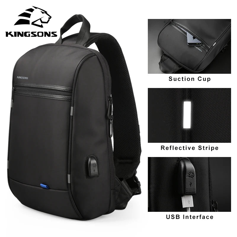 Kingsons Upgraded Waterproof Single Shoulder Laptop Crossbody bag for Men Daily Using for teenagers Laptop Travel Business