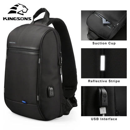 Kingsons Upgraded Waterproof Single Shoulder Laptop Crossbody bag for Men Daily Using for teenagers Laptop Travel Business