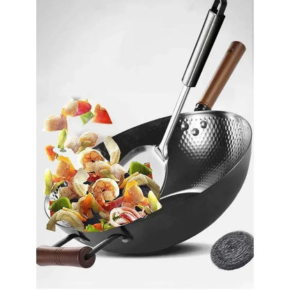 Kitchen Non-Stick Thick Large-Capacity Wok 32/34cm Non-Stick Uncoated Gas/Induction Cooker Pan Household Casting Wok