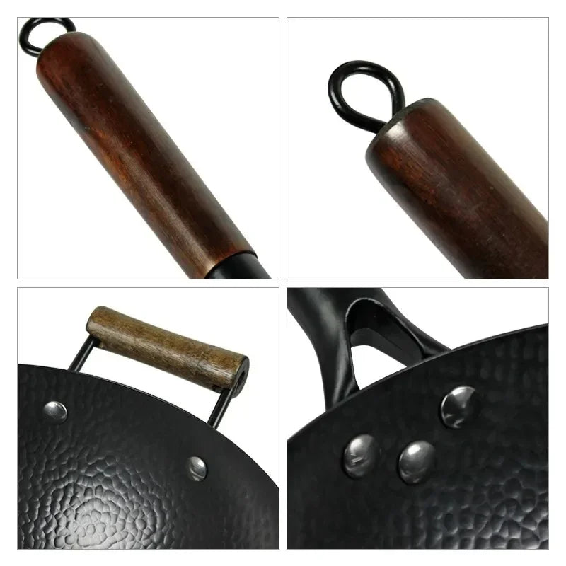 Kitchen Non-Stick Thick Large-Capacity Wok 32/34cm Non-Stick Uncoated Gas/Induction Cooker Pan Household Casting Wok