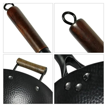 Kitchen Non-Stick Thick Large-Capacity Wok 32/34cm Non-Stick Uncoated Gas/Induction Cooker Pan Household Casting Wok