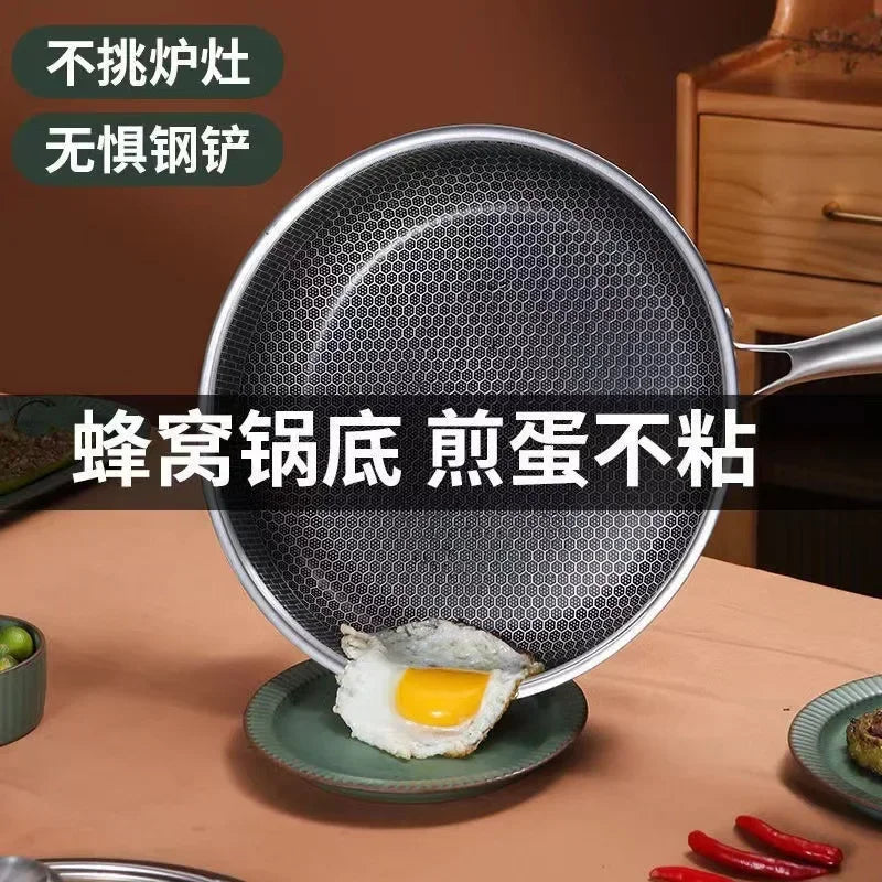 Kitchen Quality Stainless Steel Frying Pan Nonstick Pan Cooking Fried Steak Pot Electromagnetic Furnace General