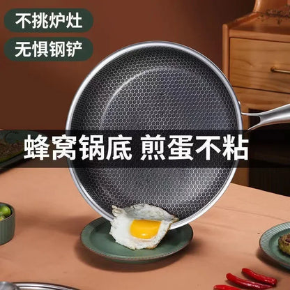 Kitchen Quality Stainless Steel Frying Pan Nonstick Pan Cooking Fried Steak Pot Electromagnetic Furnace General