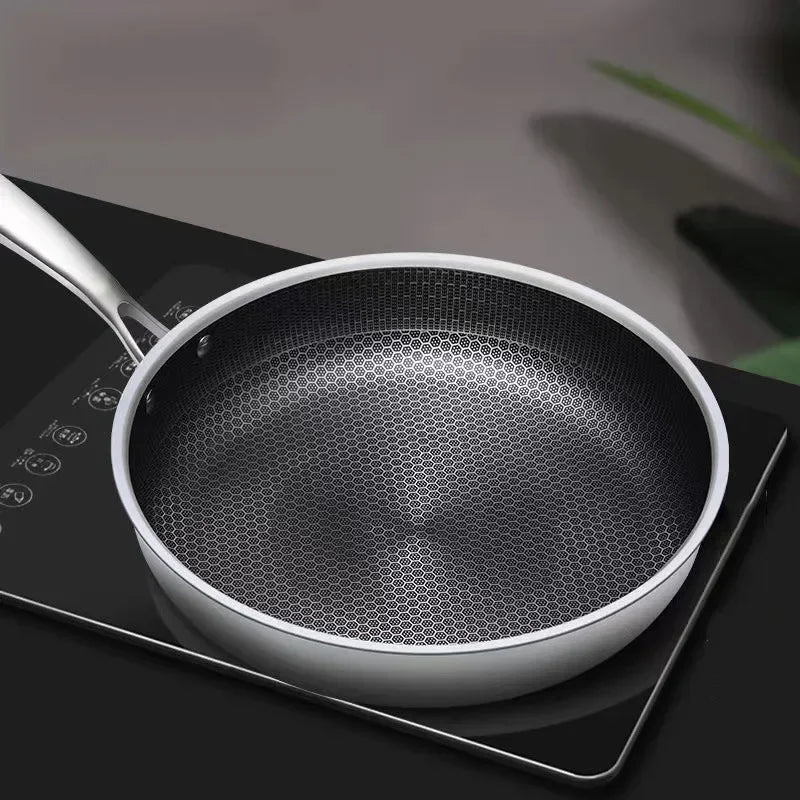 Kitchen Quality Stainless Steel Frying Pan Nonstick Pan Cooking Fried Steak Pot Electromagnetic Furnace General