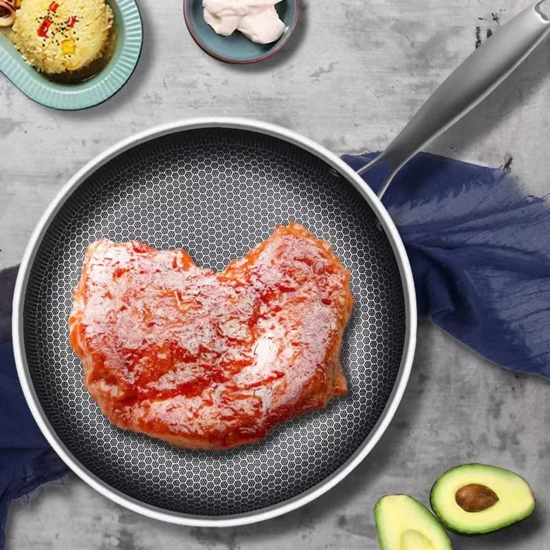 Kitchen Quality Stainless Steel Frying Pan Nonstick Pan Cooking Fried Steak Pot Electromagnetic Furnace General