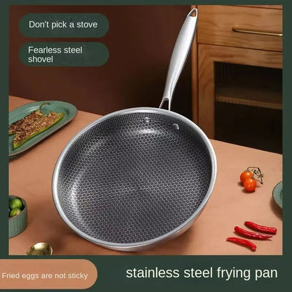 Kitchen Quality Stainless Steel Frying Pan Nonstick Pan Cooking Fried Steak Pot Electromagnetic Furnace General