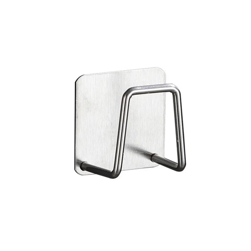 Kitchen Sponges Holder Self Adhesive Sink Sponges Drain Drying Rack 304 Stainless Steel Storage Holder Bathroom Sink Accessories
