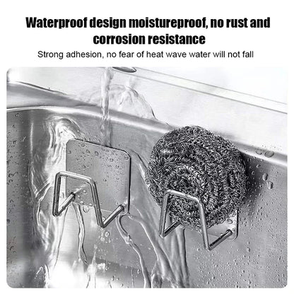 Kitchen Sponges Holder Self Adhesive Sink Sponges Drain Drying Rack 304 Stainless Steel Storage Holder Bathroom Sink Accessories
