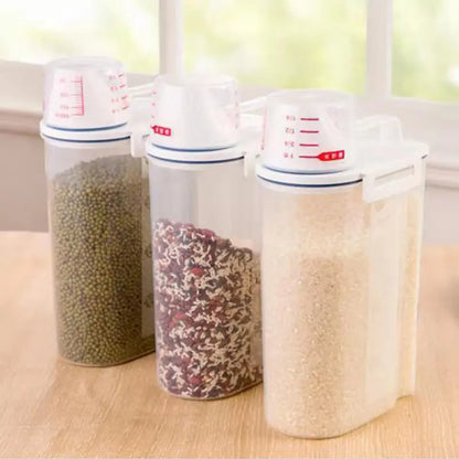 Kitchen Storage Sealed Cereal Dispenser Moisture Proof Automatic Rice Dispenser Rack Wall Mounted Dry Food Rice Splitter Bucket