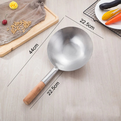 Kitchen Thick Stainless Steel Chef Wok Pot Large Spoon Wooden Handle Cookware Multi-function Cooking Spoon Large Spoon
