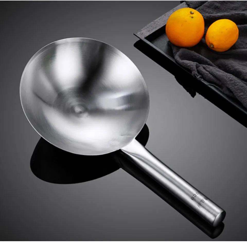 Kitchen Thick Stainless Steel Chef Wok Pot Large Spoon Wooden Handle Cookware Multi-function Cooking Spoon Large Spoon