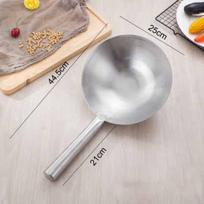 Kitchen Thick Stainless Steel Chef Wok Pot Large Spoon Wooden Handle Cookware Multi-function Cooking Spoon Large Spoon
