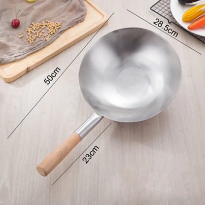 Kitchen Thick Stainless Steel Chef Wok Pot Large Spoon Wooden Handle Cookware Multi-function Cooking Spoon Large Spoon