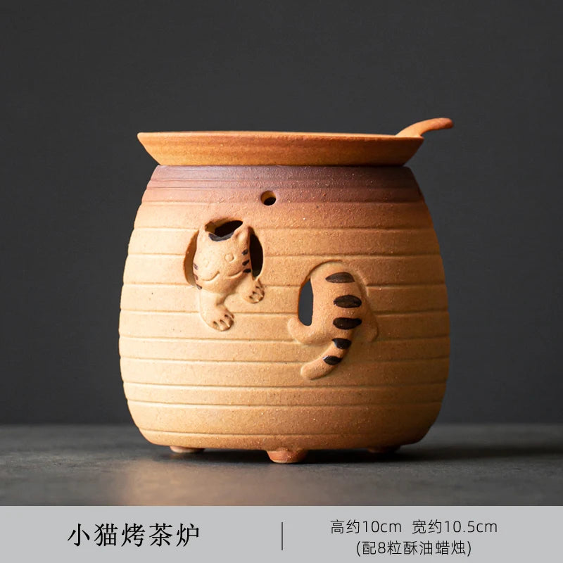 Kitten Roasting Tea Stove Ceramic Baking Oven Small Household Aroma Diffuser Candle Stoneware Fried Roasted Oranges Samovar Bar
