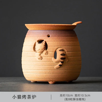 Kitten Roasting Tea Stove Ceramic Baking Oven Small Household Aroma Diffuser Candle Stoneware Fried Roasted Oranges Samovar Bar