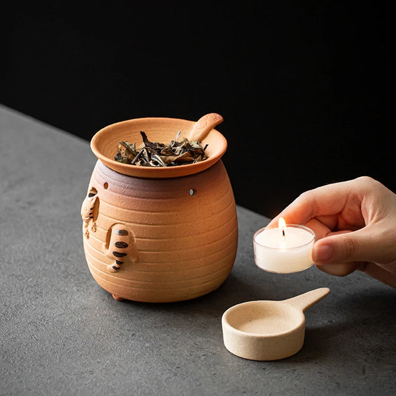 Kitten Roasting Tea Stove Ceramic Baking Oven Small Household Aroma Diffuser Candle Stoneware Fried Roasted Oranges Samovar Bar