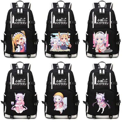 Kobayashi-san Chi No Maid Dragon Anime USB Boy Girl Book School Bags Teenagers Schoolbags Women Men Laptop Travel Backpack