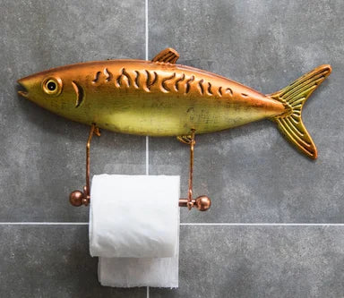 Koi Statue Fish Craft Toilet Paper Holder Towel Rack Wall Hanging Bathroom Household Toilet Paper Rack Free Punching Decoration
