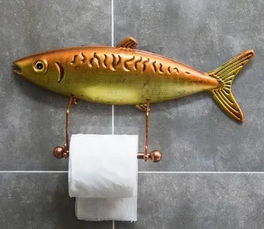 Koi Statue Fish Craft Toilet Paper Holder Towel Rack Wall Hanging Bathroom Household Toilet Paper Rack Free Punching Decoration