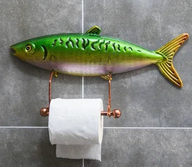 Koi Statue Fish Craft Toilet Paper Holder Towel Rack Wall Hanging Bathroom Household Toilet Paper Rack Free Punching Decoration