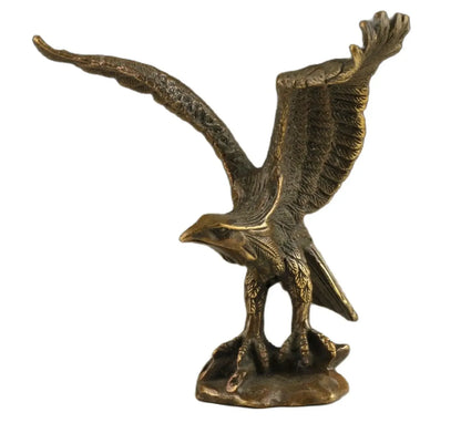 Koleksi Cina Kuningan Diukir Hewan A Great Hawk Menyebar Sayapnya Indah Patung Kecil Hadiah