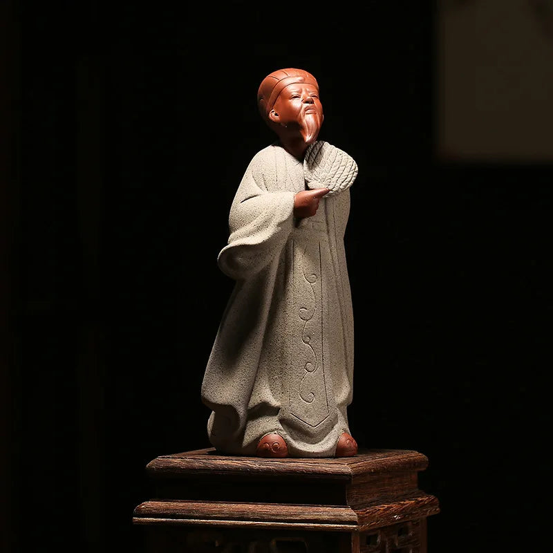 Kong Ming, Zhuge Liang, Statue, Ceramic Decoration, Historical Figures, Home Decoration, Craft Gift, Bo Gu Rack Decoration