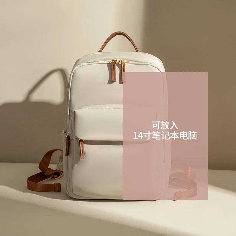 Korean Bags for Women New Classic Soft Waterproof Travel 14inch Feminina Backpack Student Nylon Laptop Fashion Casual Backpacks