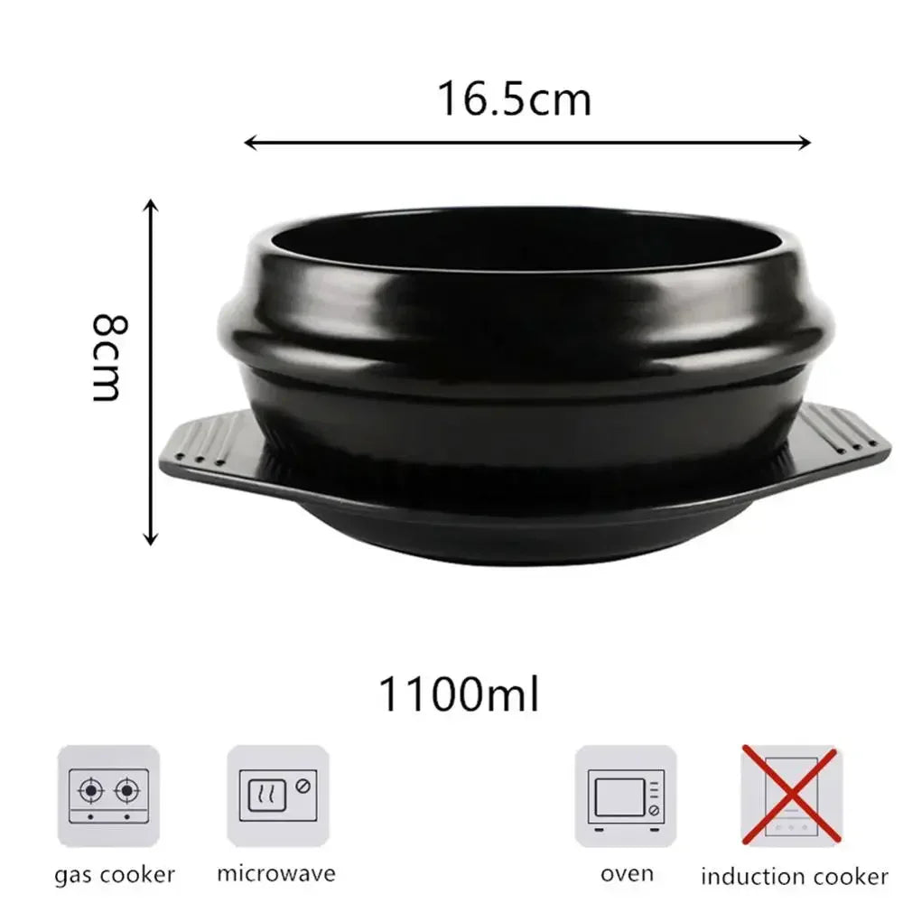 Korean Ceramic Bowl Korean Dolsot for Bibimbap Soup and Other Food with Tray