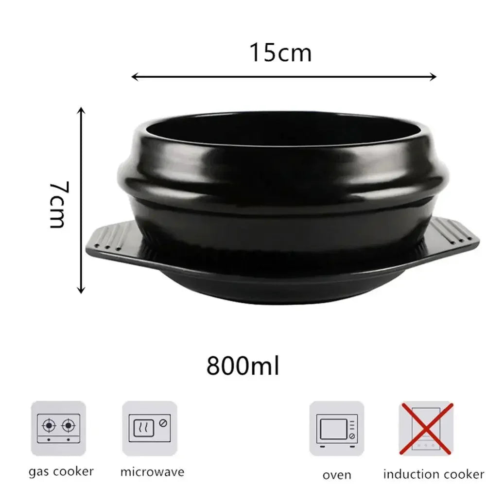 Korean Ceramic Bowl Korean Dolsot for Bibimbap Soup and Other Food with Tray
