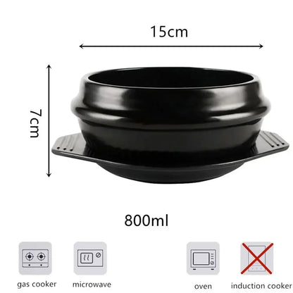 Korean Ceramic Bowl Korean Dolsot for Bibimbap Soup and Other Food with Tray