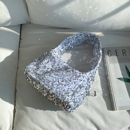 Korean Chic 2024 New Sequin Handbags Large Capacity Casual Purses Clutch All-match Underarm Shoulder Bag Trendy Portable Pouch