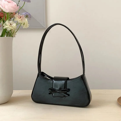 Korean Chic Bow Sweet Underarm Shoulder Bags 2024 New Fashion PU Leather Ffemale Handbags Commuter All-match Elegant Bolsas