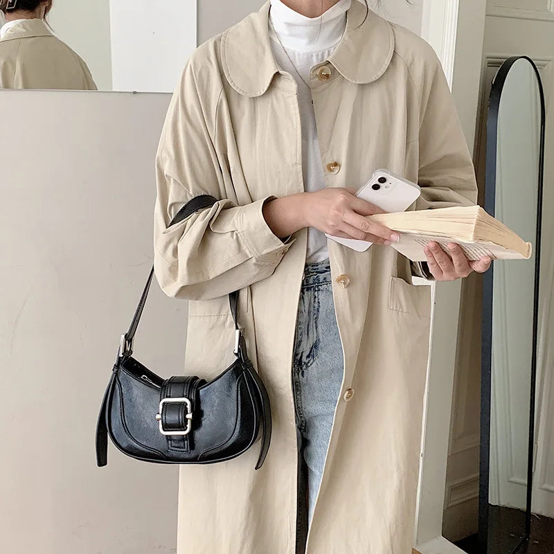 Korean Chic Casual Simple Underarm Shoulder Bag All-match Denim Half Moon Handbags 2024 New Street Ll-match Bolsas Mujer
