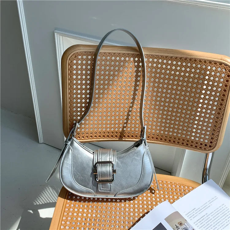 Korean Chic Casual Simple Underarm Shoulder Bag All-match Denim Half Moon Handbags 2024 New Street Ll-match Bolsas Mujer