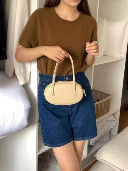 Korean Chic Casual Zipper Shoulder Bags High Quality Leather Handbags Female Versatile Portable Crossbody Purse Clutch Blosa
