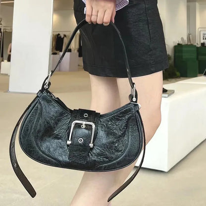 Korean Chic Designer Armpit Shoulder Bag Street Y2k Casual Belt Buckle Underarm Purses Clutch Female New Handbags Bolsos Mujer
