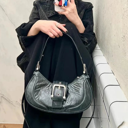 Korean Chic Designer Armpit Shoulder Bag Street Y2k Casual Belt Buckle Underarm Purses Clutch Female New Handbags Bolsos Mujer