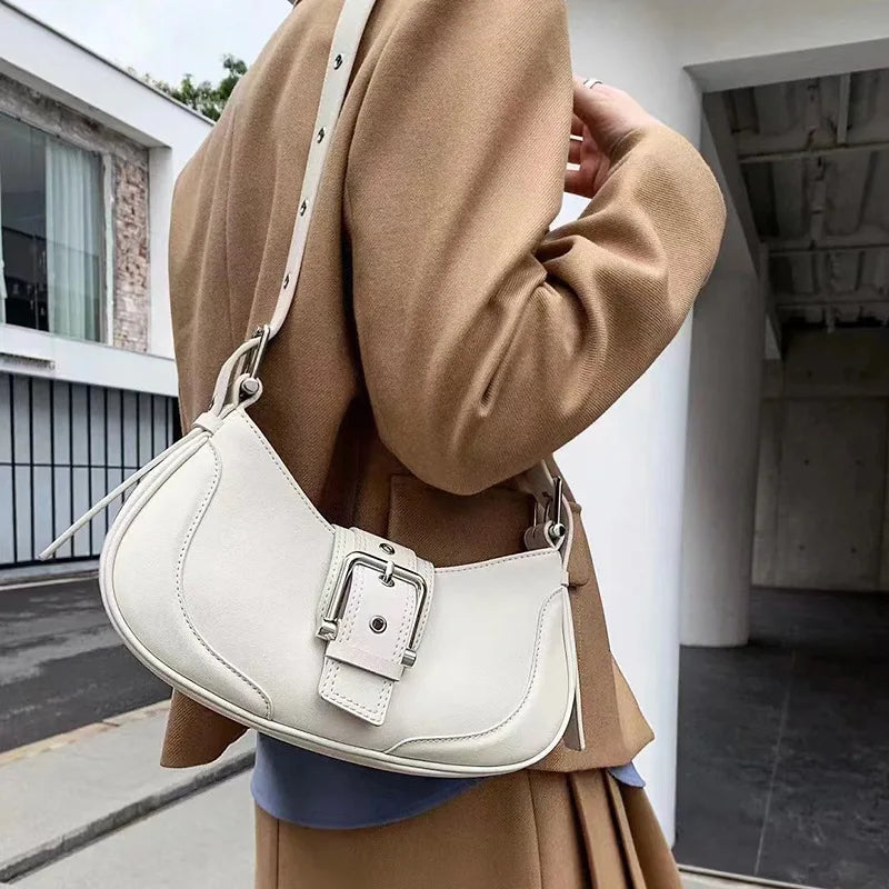 Korean Chic Designer Armpit Shoulder Bag Street Y2k Casual Belt Buckle Underarm Purses Clutch Female New Handbags Bolsos Mujer