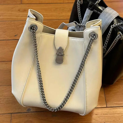 Korean Chic Designer Elegant Chains Bags Female Commuter Large Capacity Bucket Bagfemale Casual All-match Luxury Bolsos Mujer