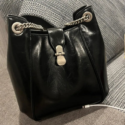 Korean Chic Designer Elegant Chains Bags Female Commuter Large Capacity Bucket Bagfemale Casual All-match Luxury Bolsos Mujer