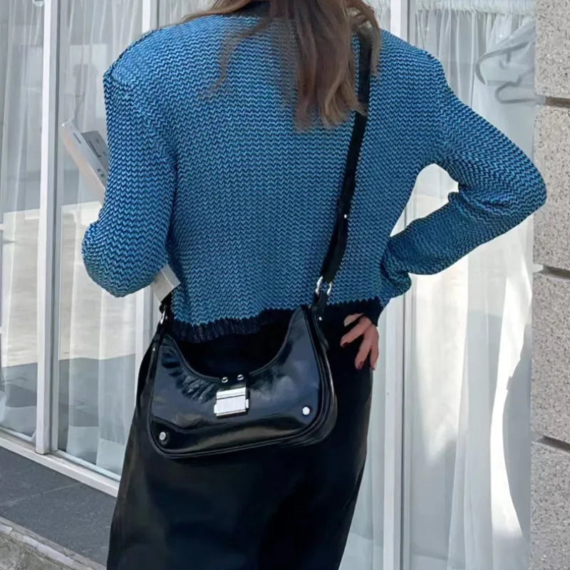Korean Chic Half Moon Bag 2024 New Genuine Leather Underarm Handbags Fashion All-match Commuter Crossbody Purses Female Bolsas