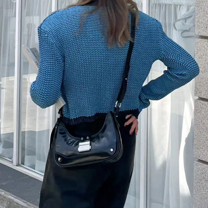 Korean Chic Half Moon Bag 2024 New Genuine Leather Underarm Handbags Fashion All-match Commuter Crossbody Purses Female Bolsas
