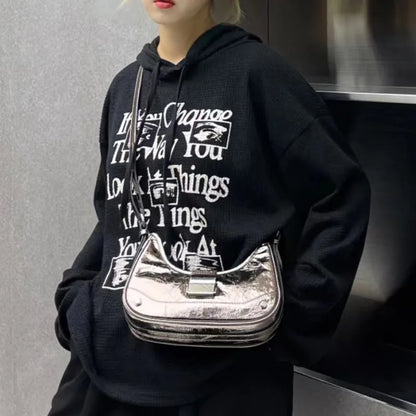 Korean Chic Half Moon Bag 2024 New Genuine Leather Underarm Handbags Fashion All-match Commuter Crossbody Purses Female Bolsas