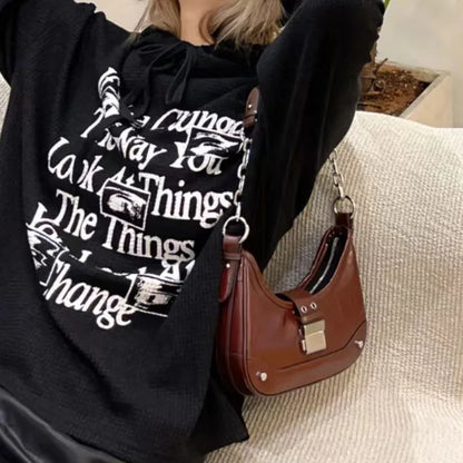 Korean Chic Half Moon Bag 2024 New Genuine Leather Underarm Handbags Fashion All-match Commuter Crossbody Purses Female Bolsas