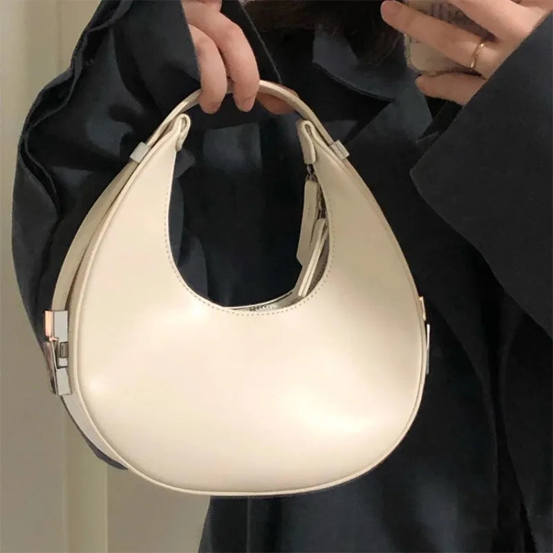 Korean Chic Luxury Genuine Leather Bags for Women Y2k E-Girl Underarm Shoulder Bag Youth Ladies Fashion Handbags Purses Clutch