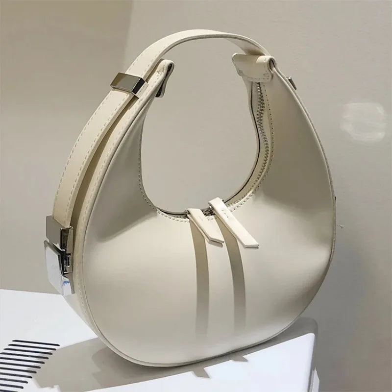 Korean Chic Luxury Genuine Leather Bags for Women Y2k E-Girl Underarm Shoulder Bag Youth Ladies Fashion Handbags Purses Clutch
