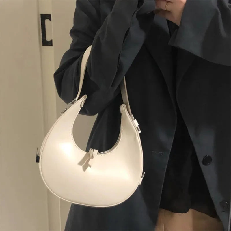 Korean Chic Luxury Genuine Leather Bags for Women Y2k E-Girl Underarm Shoulder Bag Youth Ladies Fashion Handbags Purses Clutch