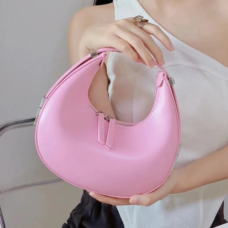 Korean Chic Luxury Genuine Leather Bags for Women Y2k E-Girl Underarm Shoulder Bag Youth Ladies Fashion Handbags Purses Clutch
