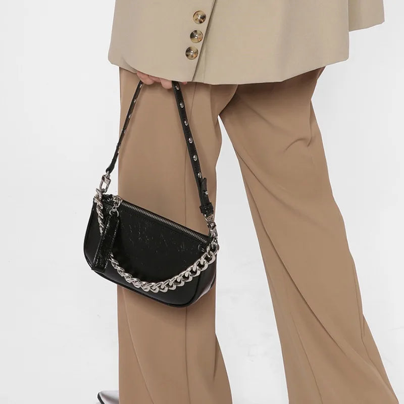 Korean Chic Niche Casual Underarm Shoulder Bag Fashion Chain Designer Commuter Handbags Simple All-match Purses Clutch Bolsas